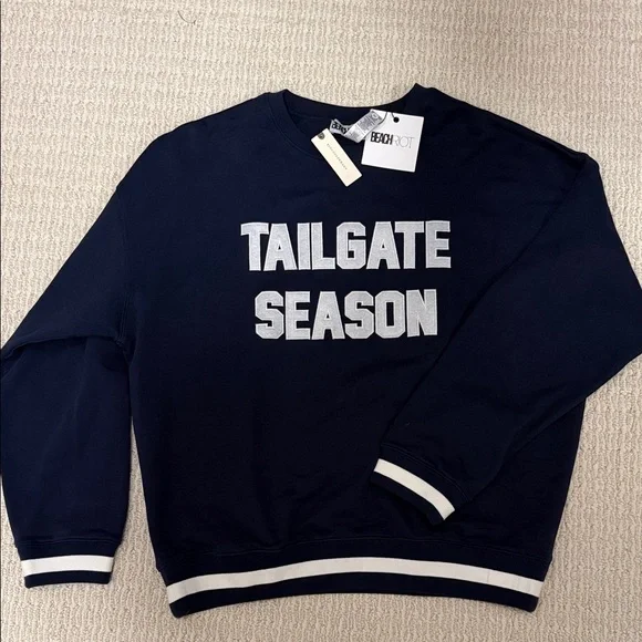 Beach Riot Tailgate Season Women's Sweatshirt - Navy and White - NWT - Picture 1 of 3